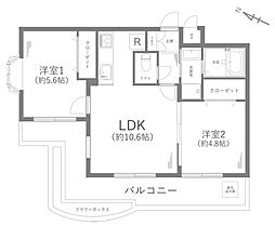 グローリア初穂大和 2LDKの間取図画像