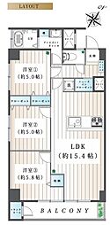 市ドリームハイツ3号棟 3LDKの間取図画像
