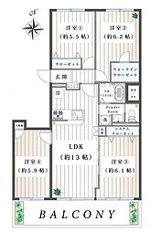 県ドリームハイツ20号棟 4LDKの間取図画像