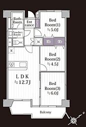 第一磯子ハイツ 3LDKの間取図画像