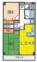 ペンコート芦屋 2LDKの間取図画像
