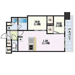 大阪市淀川区西宮原2丁目マンション 2LDKの間取図画像