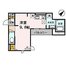 アモーレ松香園 ワンルームの間取図画像