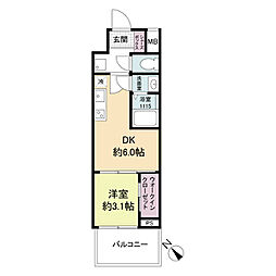 セレニテ西元町アリエ 1DKの間取図画像