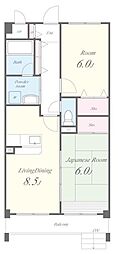 ソシア売布 2LDKの間取図画像