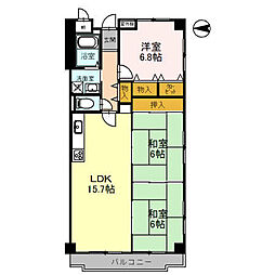 クリスタル 3LDKの間取図画像