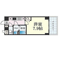 プレサンス神戸セレスティア 1Kの間取図画像