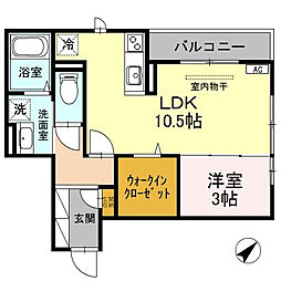 ミント甲子園五番町 1LDKの間取図画像