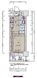 プレサンスOSAKA姫里ヴィオン 1Kの間取図画像