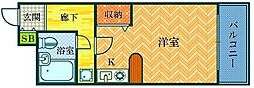 ダイアパレス塚本2番館 1Kの間取図画像