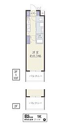 インベスト塚口エスフロント 1Kの間取図画像