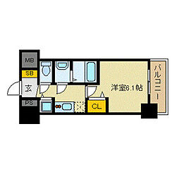 プレサンス新大阪ザ・シティ 1Kの間取図画像