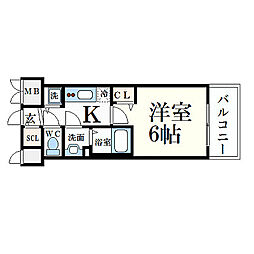 プレサンス塚本駅前 1Kの間取図画像