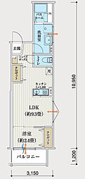 リアフラッツ上ケ原 1LDKの間取図画像