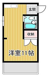 ハイツ上新3 ワンルームの間取図画像