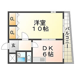アリスト北夙川 1DKの間取図画像