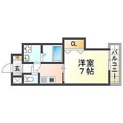 エレナ西宮北口 1Kの間取図画像