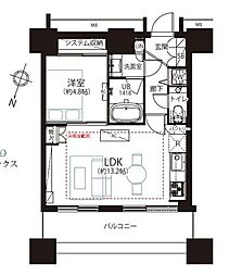 カテリーナ三田タワースイートイーストアーク 1LDKの間取図画像
