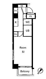 スカイコート日本橋浜町3 1Kの間取図画像
