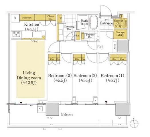 間取り HARUMI FLAG SUN VILLAGE T棟 9階/-