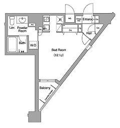 京王井の頭線 新代田駅 徒歩6分の賃貸マンション 9階ワンルームの間取り