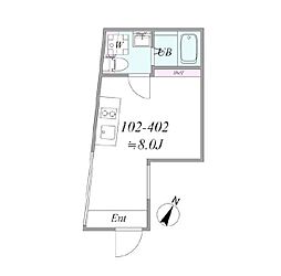 京王線 代田橋駅 徒歩6分の賃貸マンション 4階ワンルームの間取り