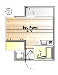 東急東横線 祐天寺駅 徒歩10分の賃貸マンション 3階ワンルームの間取り
