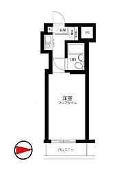 東急田園都市線 駒沢大学駅 徒歩12分の賃貸マンション 2階ワンルームの間取り