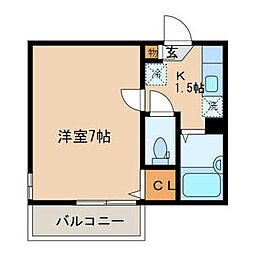 京急本線 大森町駅 徒歩11分の賃貸アパート 3階1Kの間取り