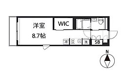 京王井の頭線 池ノ上駅 徒歩3分の賃貸マンション 3階ワンルームの間取り