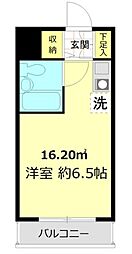 京急本線 梅屋敷駅 徒歩6分の賃貸マンション 2階ワンルームの間取り