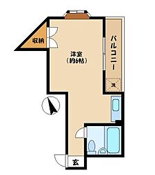 東急東横線 元住吉駅 徒歩4分の賃貸マンション 2階ワンルームの間取り