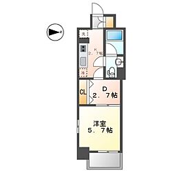 名古屋市営桜通線 高岳駅 徒歩3分の賃貸マンション 9階1DKの間取り