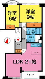 日車マンション南山 2LDKの間取図画像