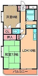 メゾンドビュー 3階2LDKの間取り