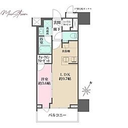 ザ・パークワンズ日本橋人形町 1LDKの間取図画像