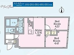 エルファーロ神楽坂III 2LDKの間取図画像