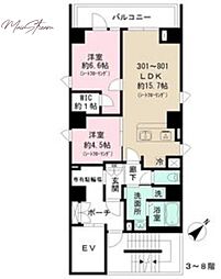 ショコラスイート東日本橋 2LDKの間取図画像
