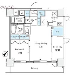 サンライズ茅場町 2LDKの間取図画像