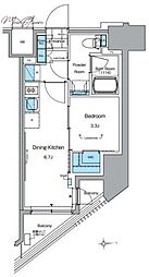 ルフォンプログレ田原町 1DKの間取図画像