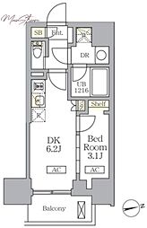 ザ・ライオンズフォーシア文京湯島 1DKの間取図画像