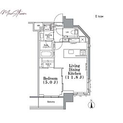PARKHABIO飯田橋 1LDKの間取図画像