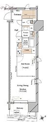 ブランシエスタ浅草蔵前 1LDKの間取図画像