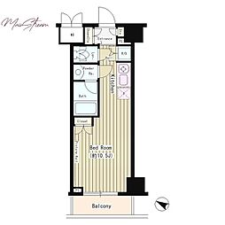 N35イースト ワンルームの間取図画像