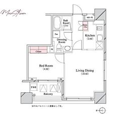 パークキューブ八丁堀 1LDKの間取図画像