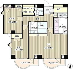 三番町ハウス 2LDKの間取図画像