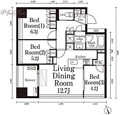 パークキューブ春日安藤坂 3LDKの間取図画像