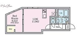 リベスト神保町 1LDKの間取図画像