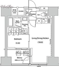ザ・パークハビオ人形町レジデンス 1LDKの間取図画像