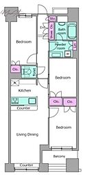 レジディア日本橋馬喰町 3LDKの間取図画像